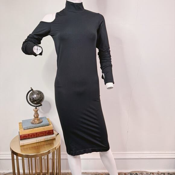 Helmut Lang Seamless Jersey Black Cutout Dress M/L NWT Modern Minimalist - Picture 1 of 9
